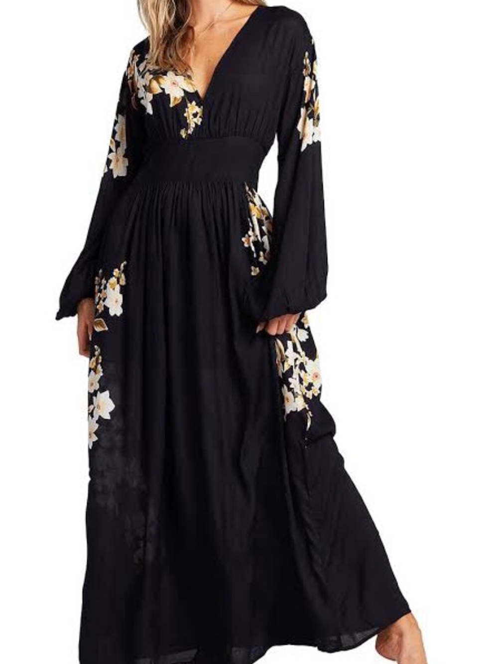 Billabong Black Floral V-Neck Maxi Dress
